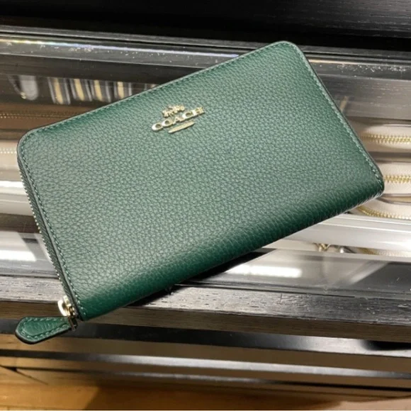 Coach Mollie Tote 25 Bag in Everglades Green & Leather Coach ID Zip Wallet. - Picture 7 of 16
